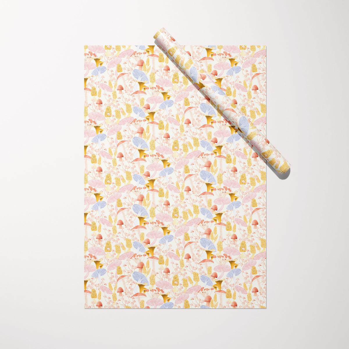 Pastel Mushroom gift wrap sheet with roll