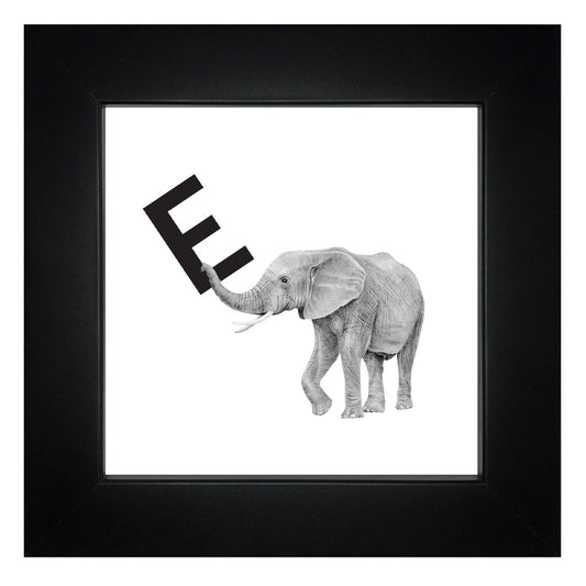 E is for Elephant Framed Giclee Print
