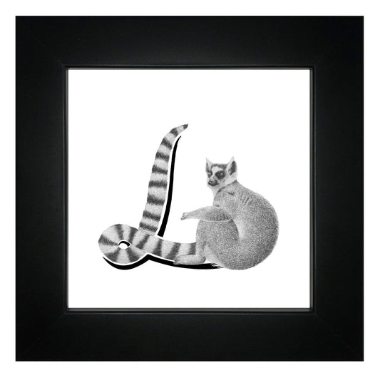 L is for Lemur Framed Giclee Print