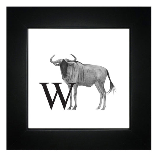 W is for Wildebeest Framed Giclee Print