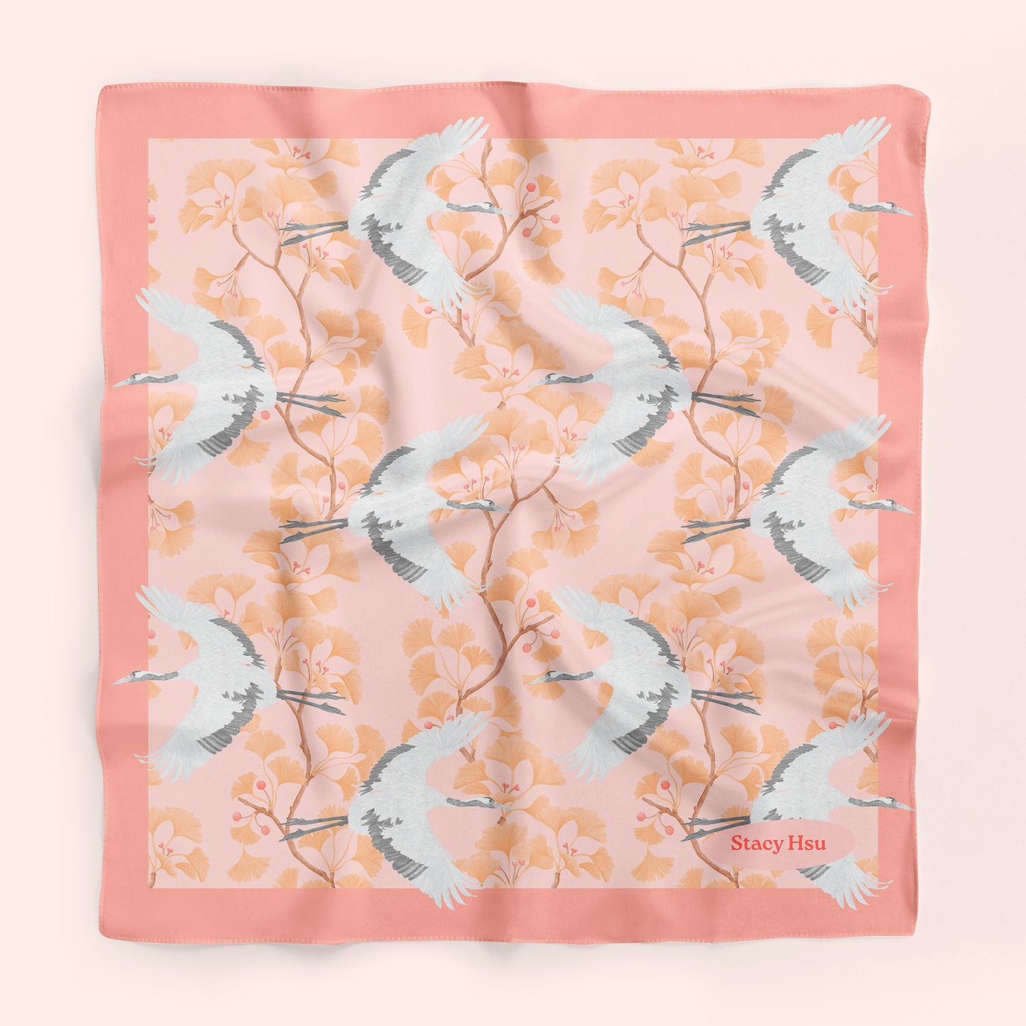 Japanese Cranes Silk Scarf