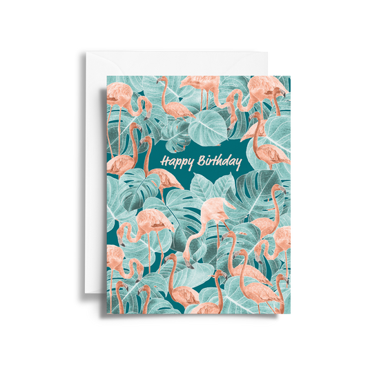 Tropical Flamingo Birthday Card