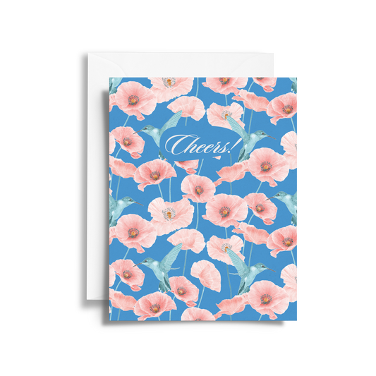 Cheers Card | Poppy & Hummingbird Pattern