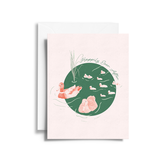 Happily Ever After Card | Duck Family Illustration