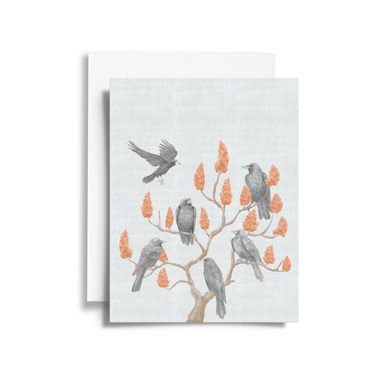 Winter Ravens & Sumac Branch Fine Art Card