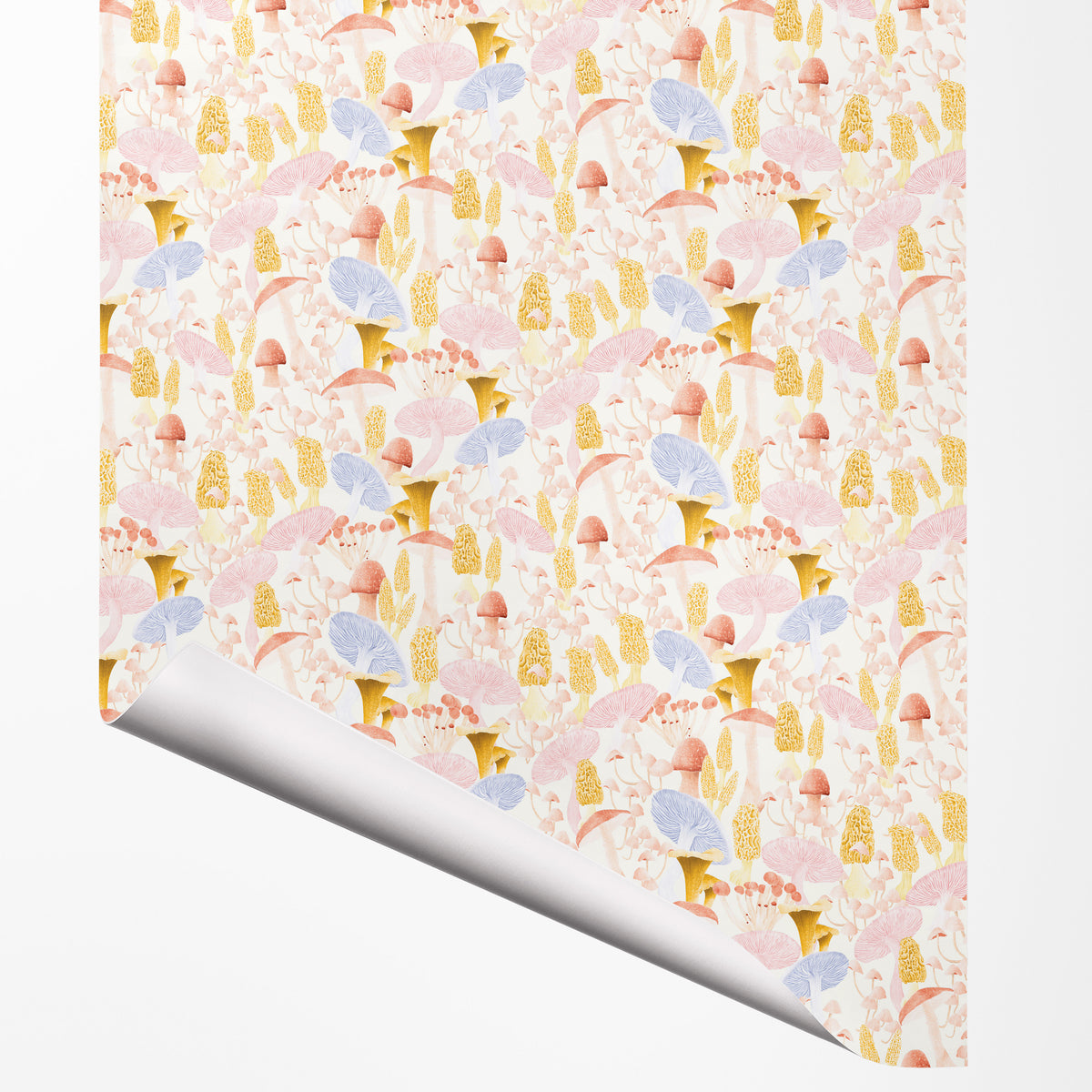 Pastel Mushroom gift wrap sheet with corner turned
