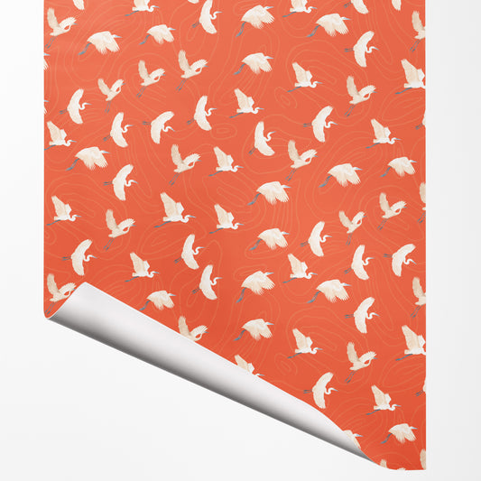 Egret gift wrap sheet with corner turned