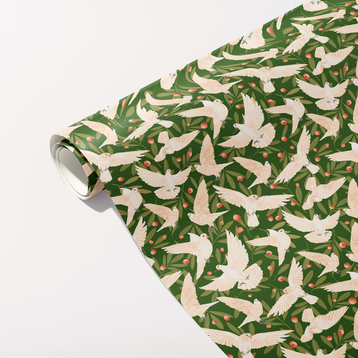 Peace Doves gift wrap roll unfurled