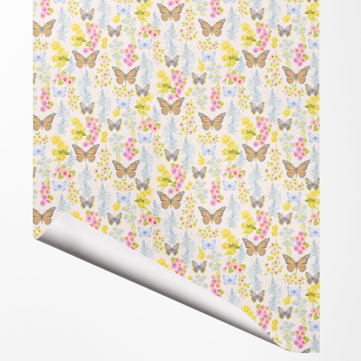 Butterfly Garden gift wrap sheet with corner turned