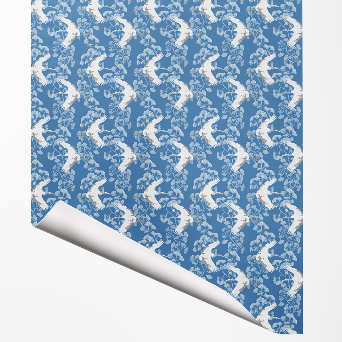 Japanese Cranes gift wrap sheet with corner turned
