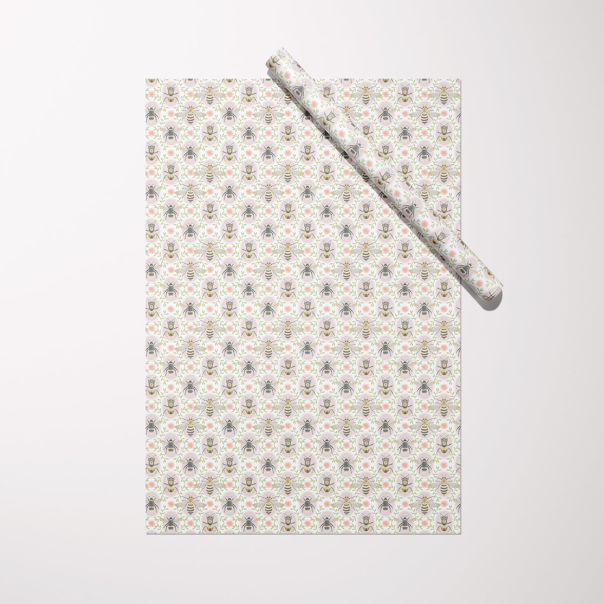 Pollinator Bees gift wrap sheet with roll