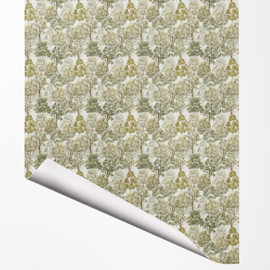 Deciduous Forest gift wrap sheet with corner turned