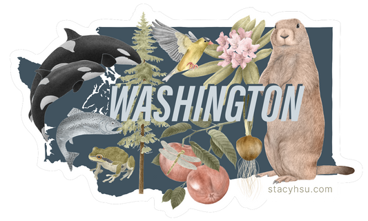 Washington State Symbols vinyl sticker